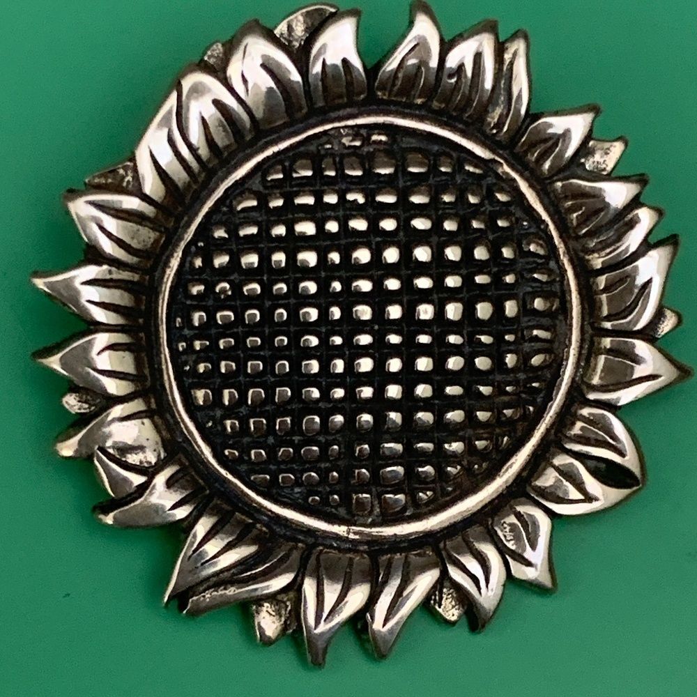 Sunflower Brooch Sterling Silver #garden #sunflower #brooch #pin #vintage